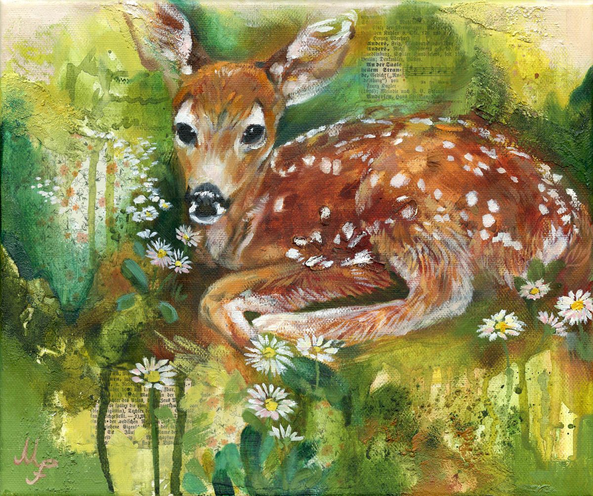 Geborgenheit – Original-Ölgemälde von Monique Fischer, 25 × 30 cm