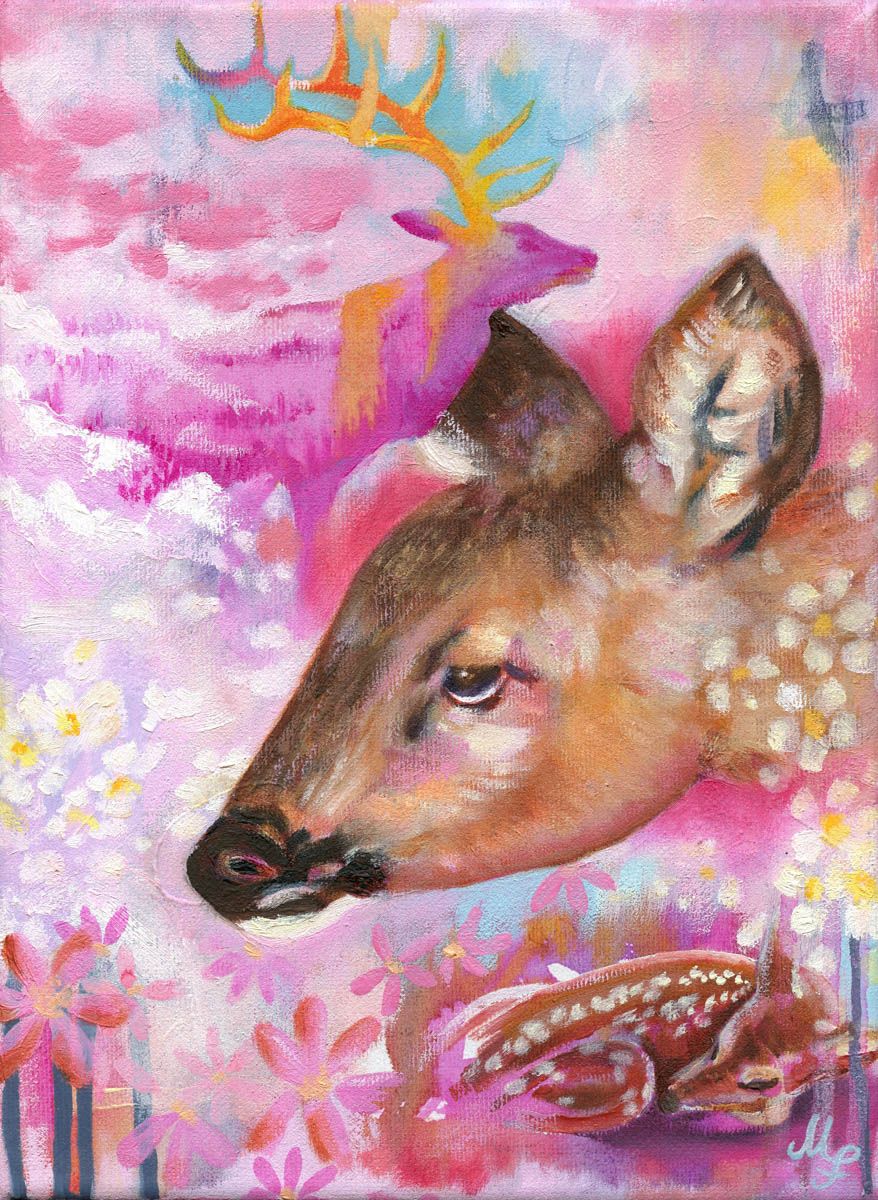 Im Bund der Familie – Original-Ölgemälde von Monique Fischer, 18 × 24 cm