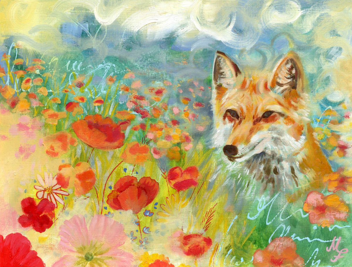 Stiller Beobachter – Original-Gemälde von Monique Fischer, 24 × 32 cm, Acryl/Öl auf Leinwand
